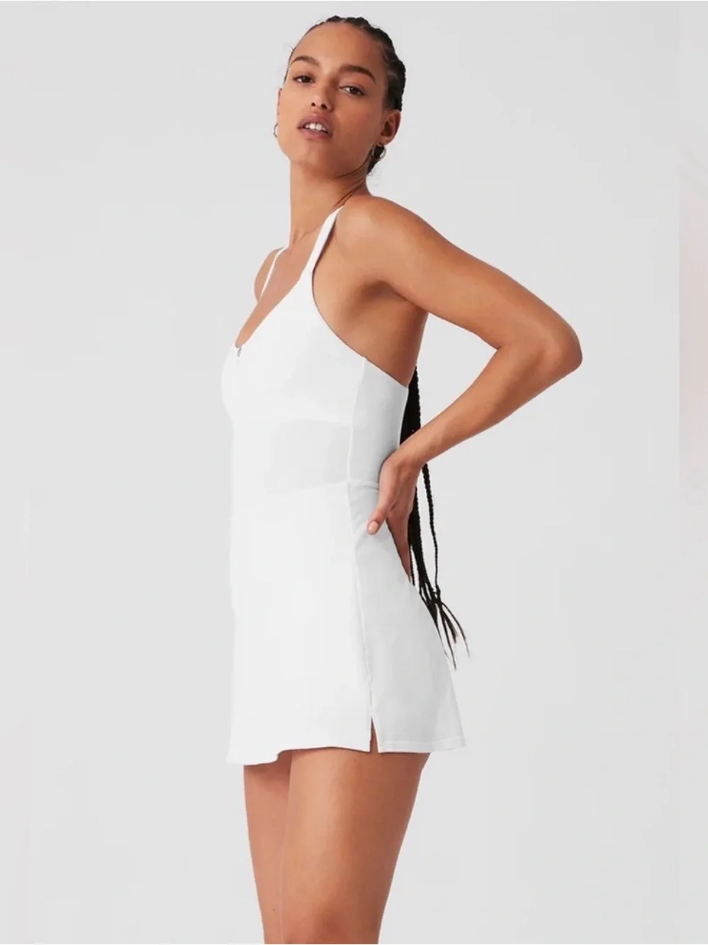 Alo Yoga Alosoft Showcase Tennis Dress Built In Shorts & Bra White Size Small